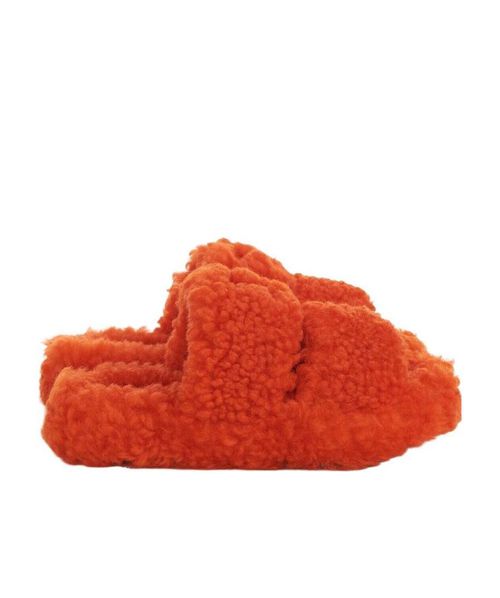 Celine Fur Slides Triomphe Open Slide  in SHEARLING