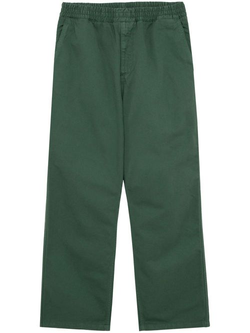 Elasticated-waist cotton trousers - Green