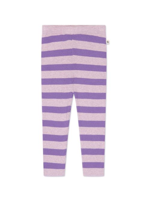 Striped ribbed-knit leggings - Purple