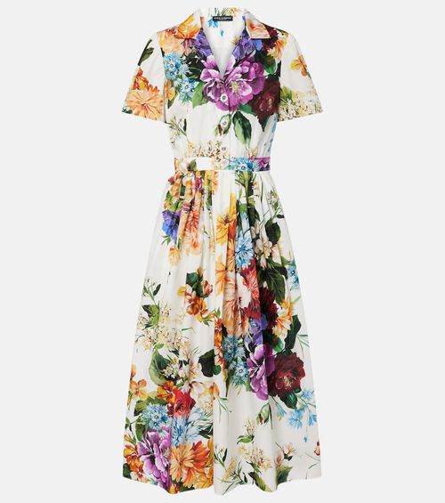 Floral cotton poplin shirt dress