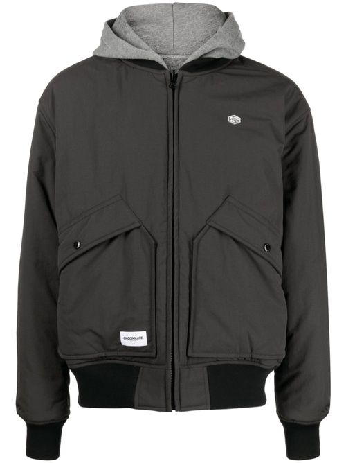 Logo-print reversible bomber jacket - Grey