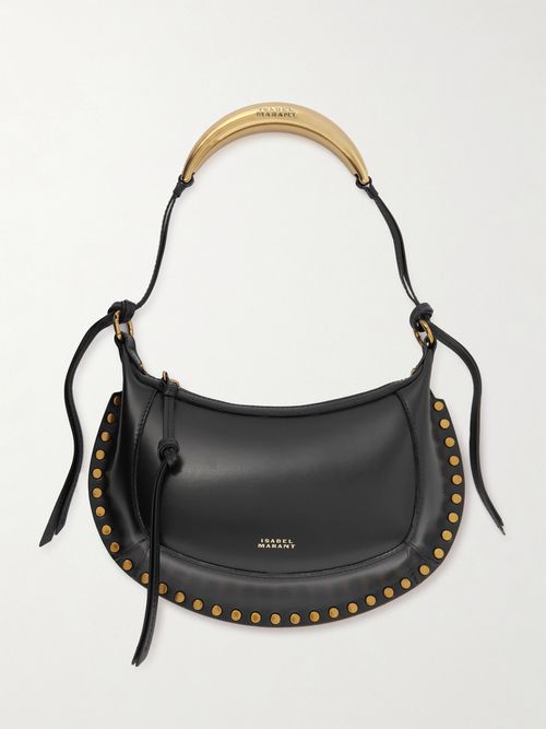Oskan Moon Studded Leather Shoulder Bag - Black