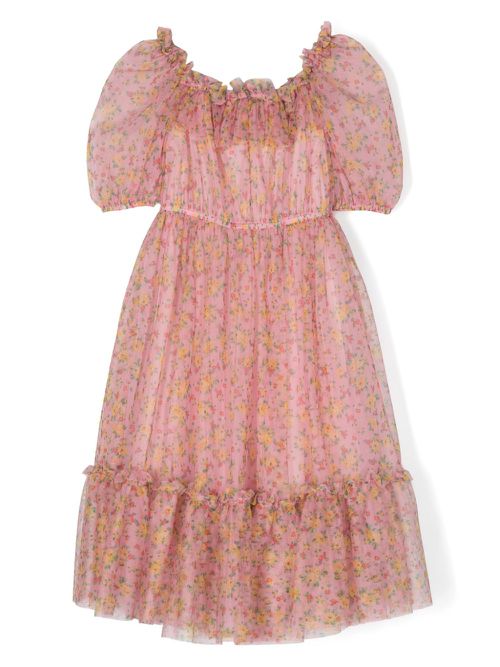 Philosophy Di Lorenzo Serafini Kids floral-print tulle dress - ピンク