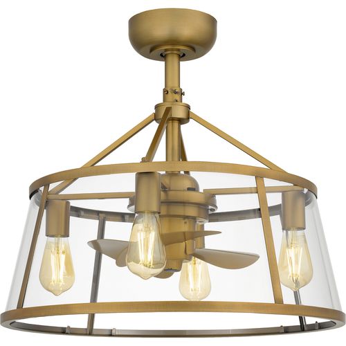 Weathered Brass Four Light Fandelier from the Barlow Collection