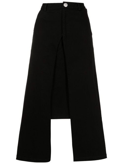 Front-slit detail midi skirt - Black