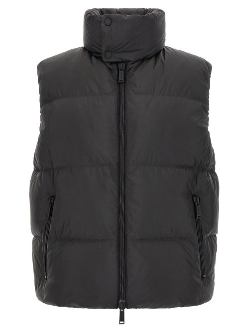 Quilted Logo Vest — Black