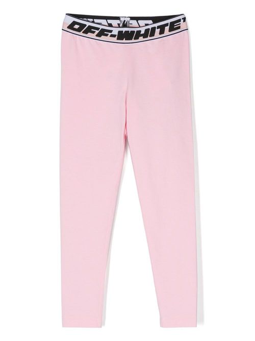 Logo-waistband cotton leggings - Pink