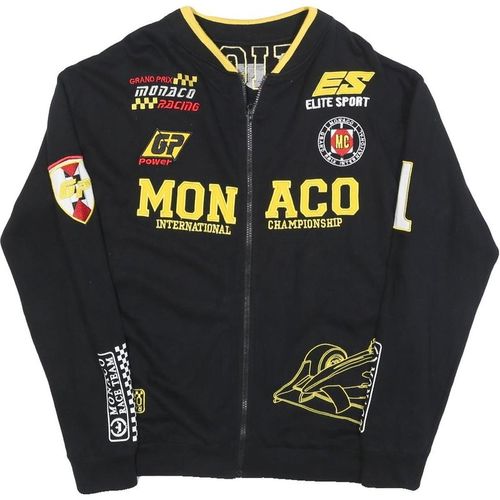 Mens Black Yellow Monaco Grand Prix Zip Jacket Cotton L Racing Graphic