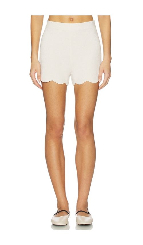 Barefoot Dreams CozyChic Ultra Lite Scallop Short in Cream. - S also in XS, M