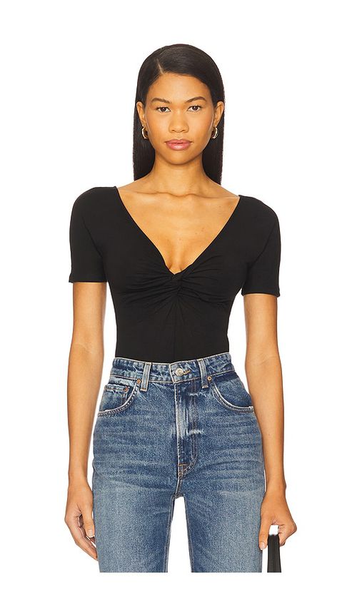 Good American Jersey Twist Front Bodysuit in Black. -  XXXXL/4X also in L, M, S, XL/1X, XS, XXL/2X