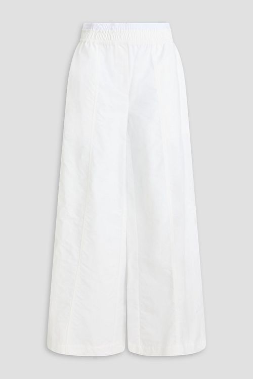 Olly cotton-blend faille wide-leg pants - White - M