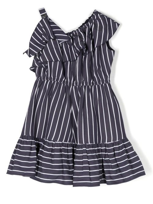 One-shoulder striped dress - Blue