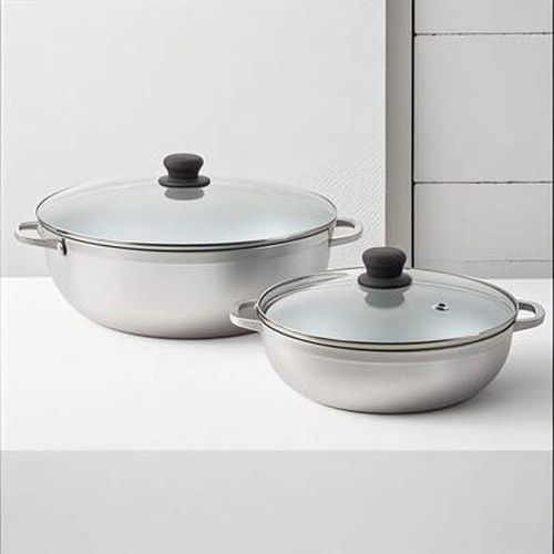 "Cast Aluminum Caldero Pot Set - 2-Piece With Glass Lids, Authentic Design
