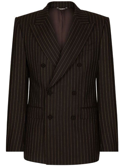 Pinstripe double-breasted blazer - Black