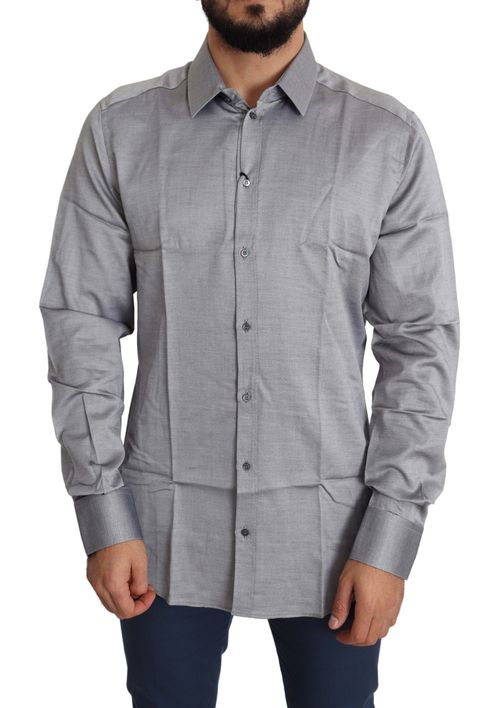 Cotton Spread Collar Shirt — Gray