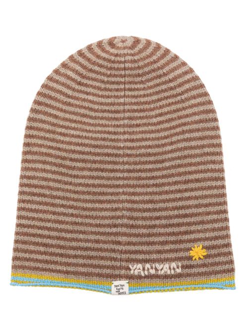 Logo-embroidered striped beanie - Multicolour
