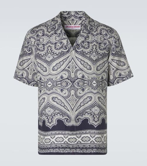 Maitan paisley linen bowling shirt