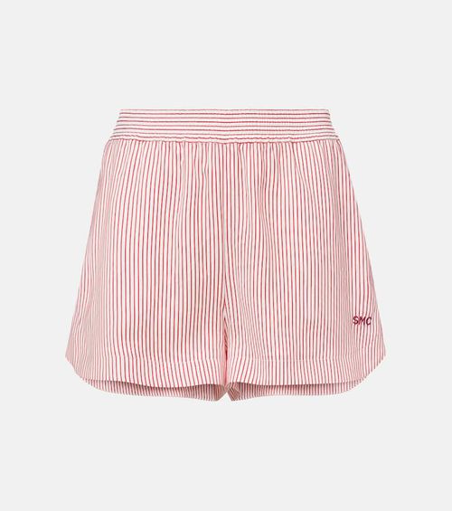 Pinstriped silk shorts