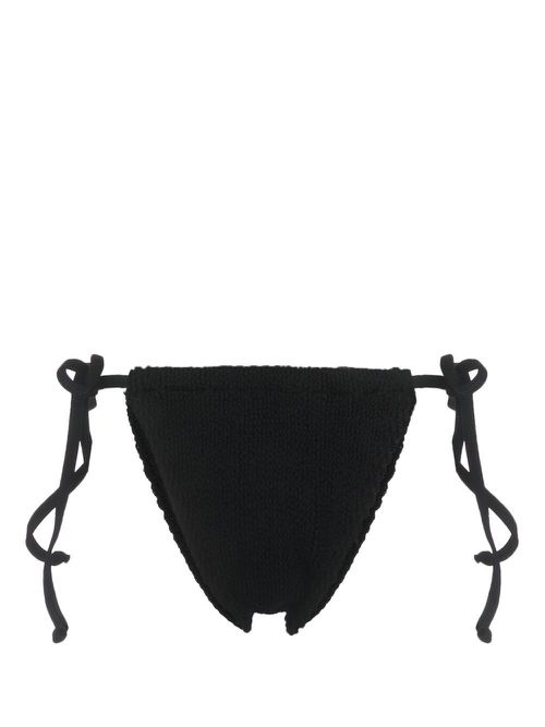 Tie-fastening seersucker bikini bottom - Black