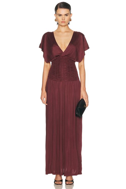 Aya Muse Anara Dress in Merlot - Wine. L also in M