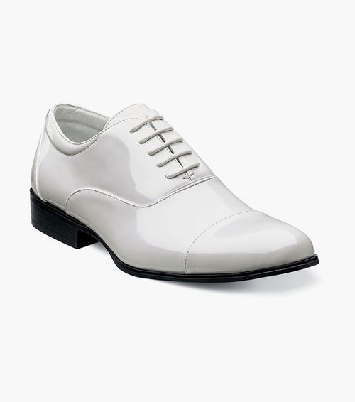Stacy Adams Shoes Gala Cap Toe Oxford White Patent