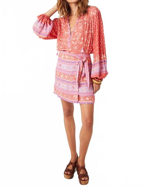 Sunshine Bandit Wrap Mini Skirt In Cayenne