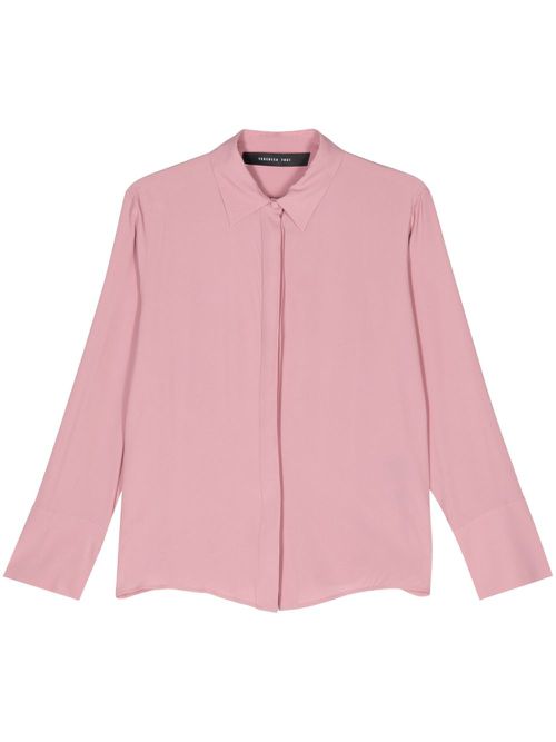 Classic-collar crepe shirt - Pink