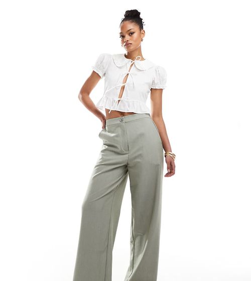 ASOS DESIGN Tall relaxed tailored pants in olive-Green