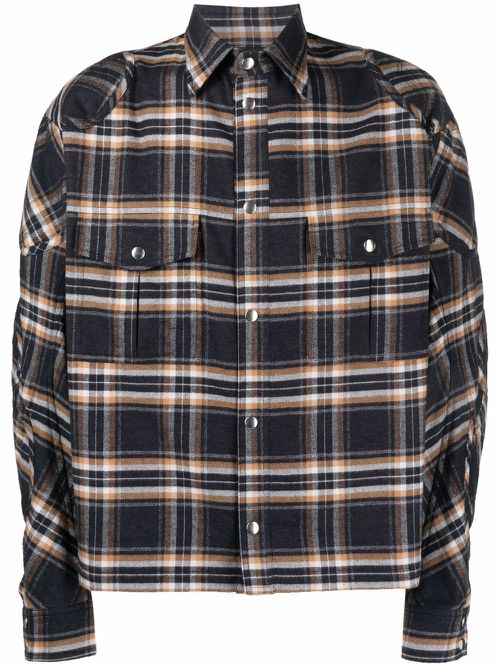 Check-print button-up shirt - Black