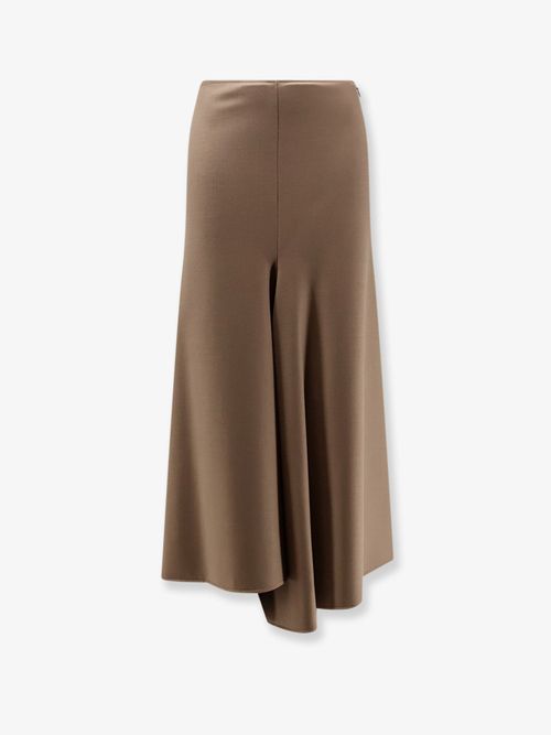 Wool-Blend Flared Skirt — Brown