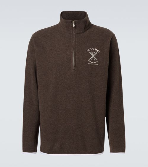 Cashmere and cotton-blend half-zip sweatshirt