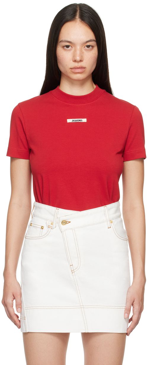 JACQUEMUS Red La Casa 'Le t-shirt Gros Grain' T-Shirt