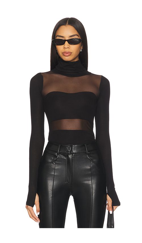 Michael Lauren Rem Long Sleeve Fitted Turtleneck Top in Black. XL. Also in L, M