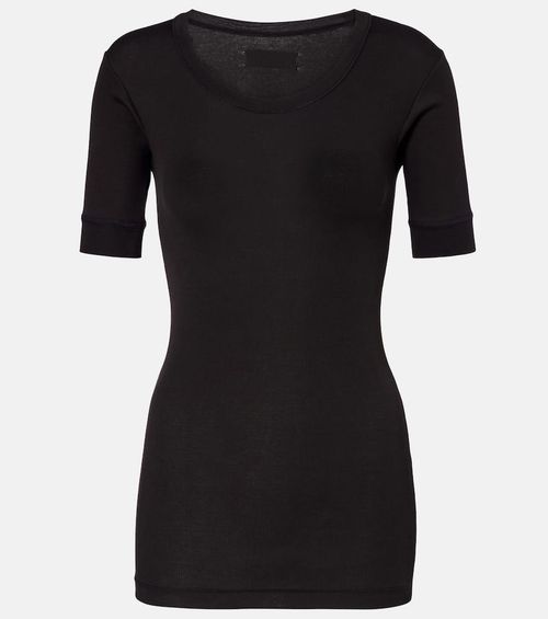 Ribbed-knit cotton-blend top