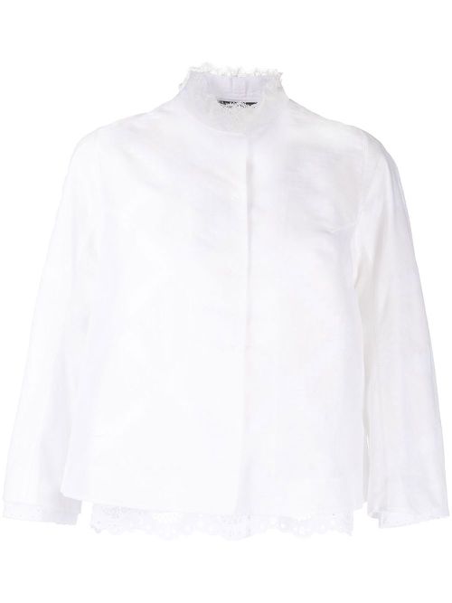 Lace collar jacket set - White