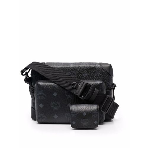 Unisex Visetos Canvas Crossbody Bag in Black