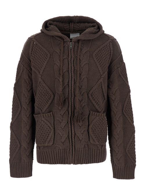 Hooded Wool Cardigan — Brown