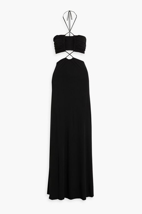 Eva cutout jersey halterneck gown