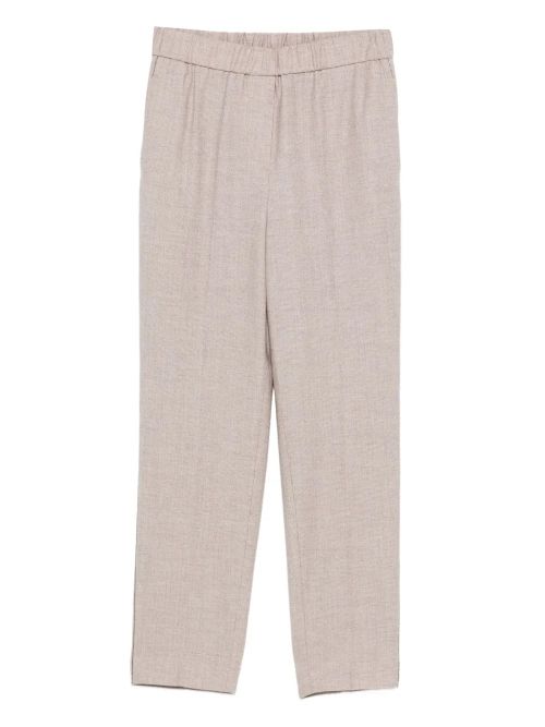 Elastic-Waist Trousers — Beige