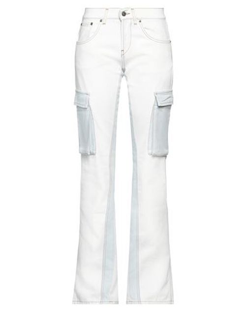 Woman Jeans Ivory Size 25 Cotton, Elastane