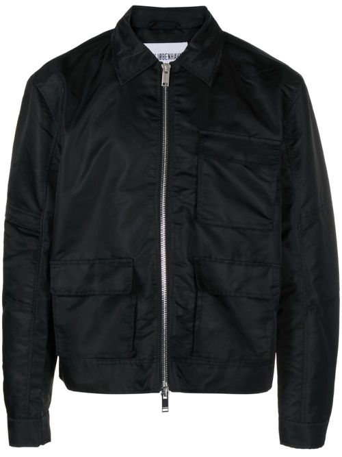 Zip-up collared shirt jacket - Black