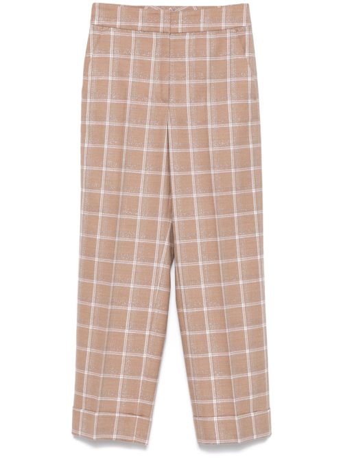 Checked lurex-detail trousers - Brown