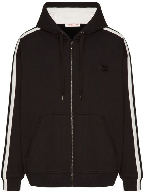 VLogo Signature patch zip-up hoodie - Black