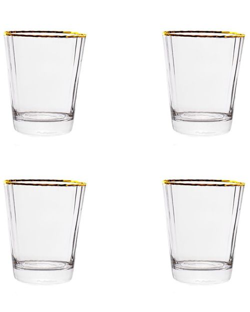 Set of 4 Grace Gold Rim Glassware: Double Old Fashioned