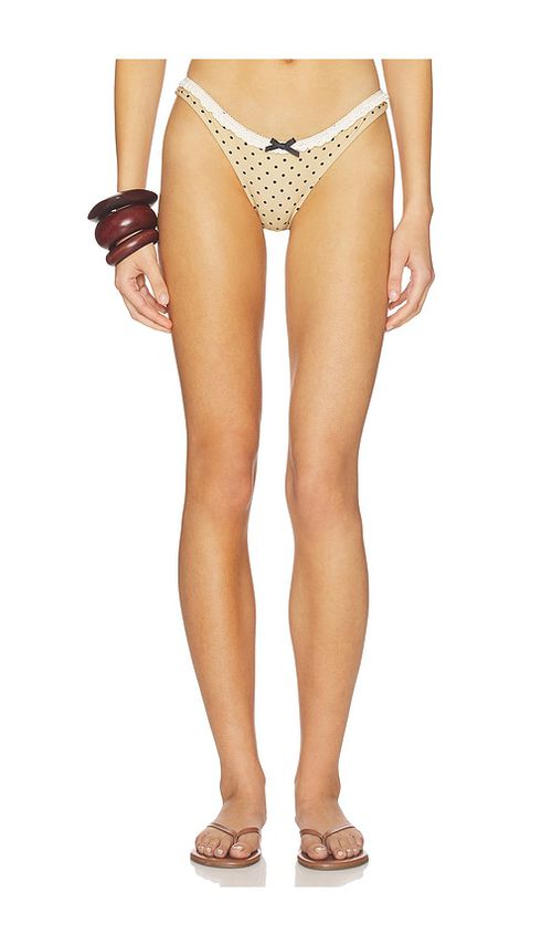 With Jean Jeanie Polka Dot Bikini Bottom in Beige. - XXS also in S, XS, M