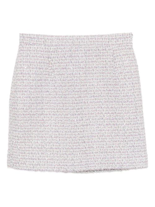 Sequin-embellished tweed skirt - White