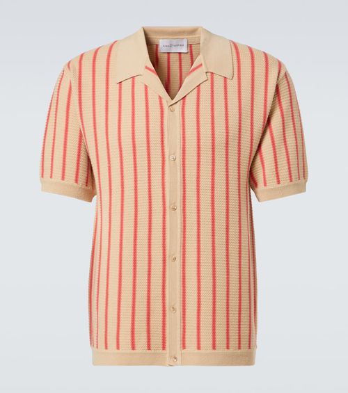 Striped knitted wool bowling shirt
