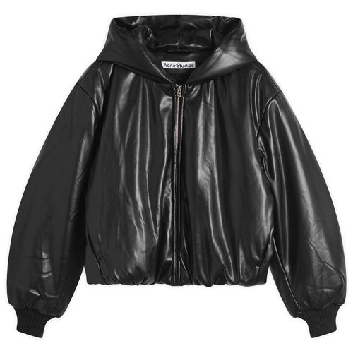 Women's Offy Grainy Faux Leather Hooded Coat Black