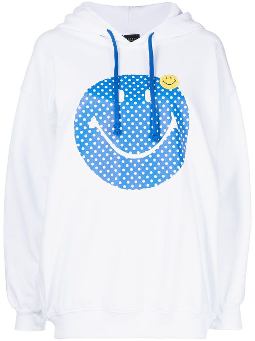 Smiley face print hoodie - White