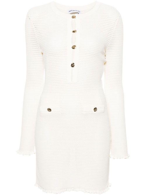 Crochet-knit mini dress - Neutrals